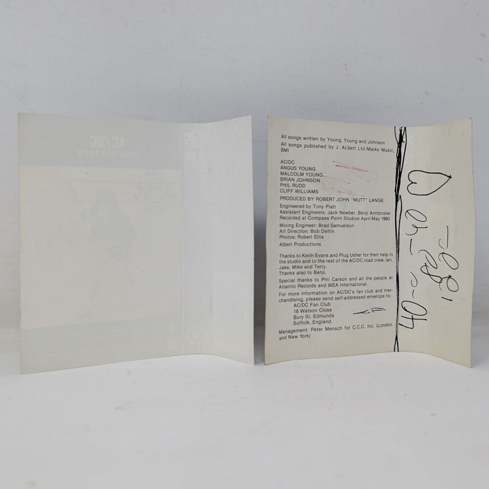 Vintage AC/DC Cassette Tape Lot High Voltage 1976 And Back In Black 1980 - Picture 7 of 7